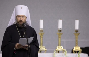 Russian Orthodox leader Metropolitan Hilarion speaks at the International Eucharistic Congress in Budapest, Hungary, Sept. 6, 2021. Daniel Ibáñez/CNA.